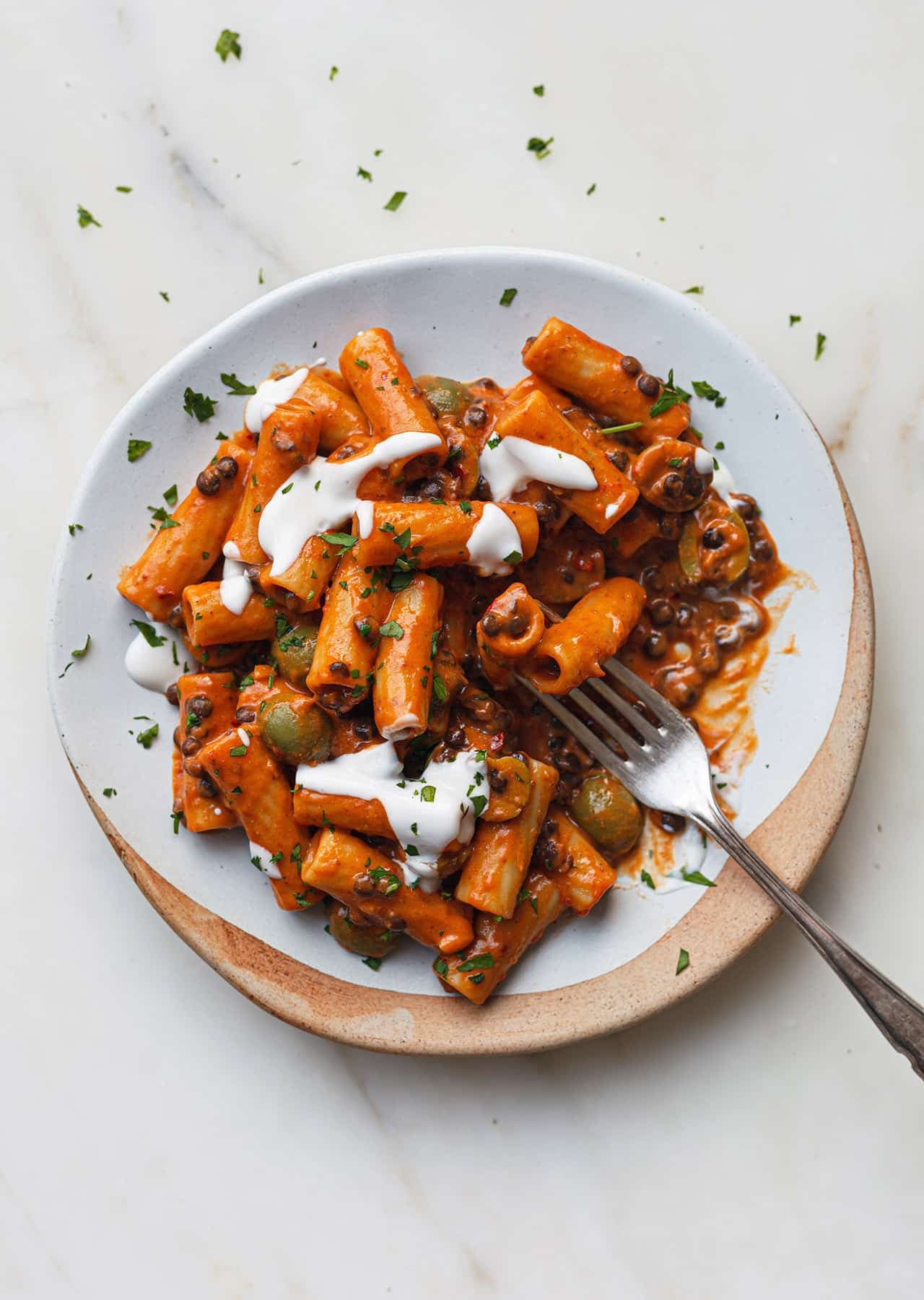 High Protein Harissa + Lentil Pasta