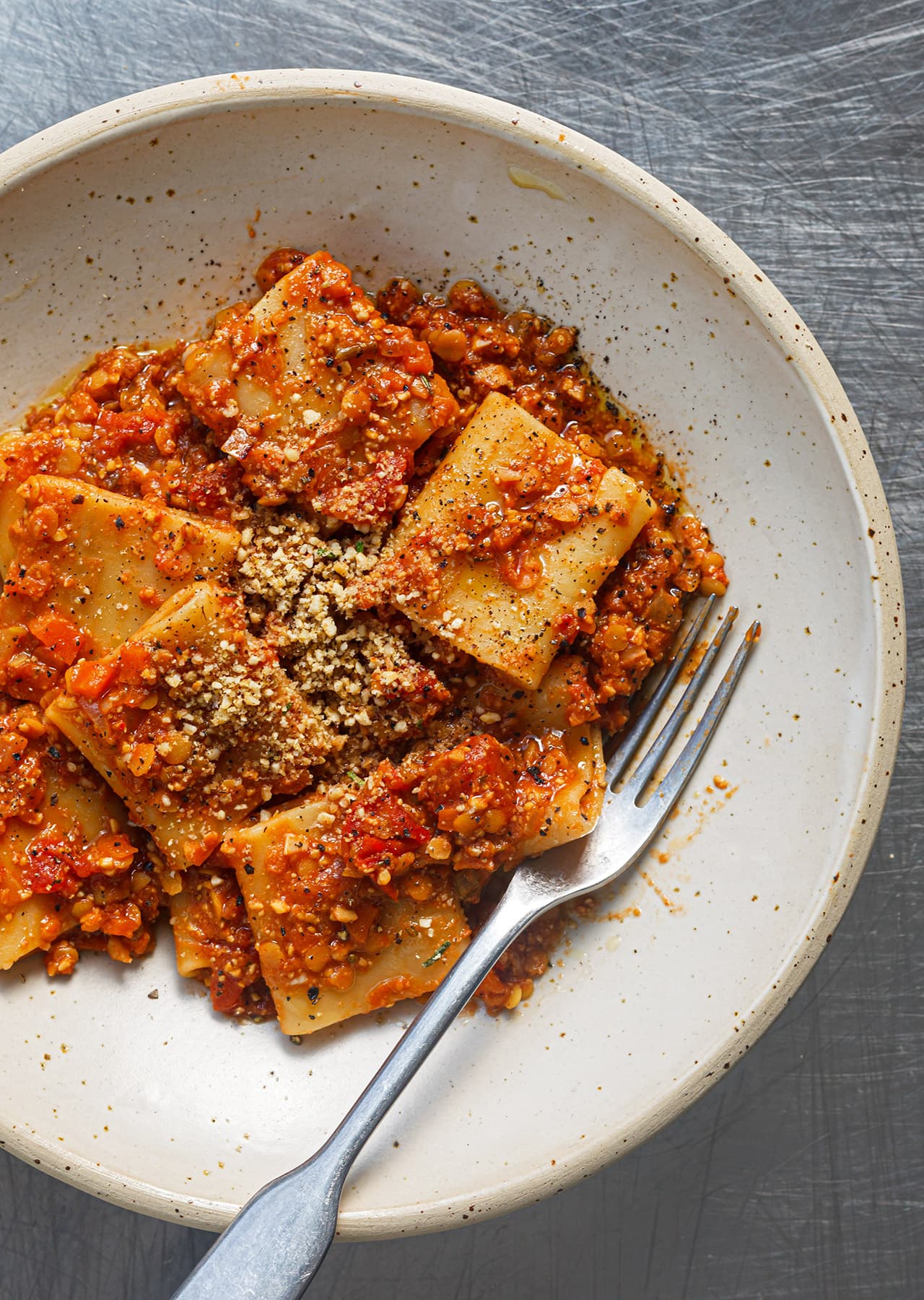 Tempeh + Red Lentil Bolognese