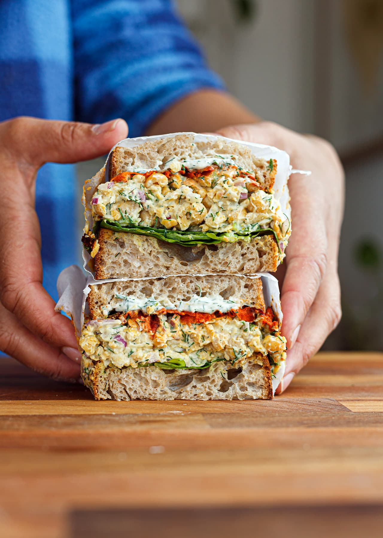 Smashed Chickpeas + Carrot ‘Bacon’ Sandwich