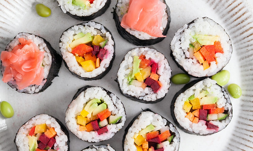 Rainbow Vegetable Sushi - So Vegan