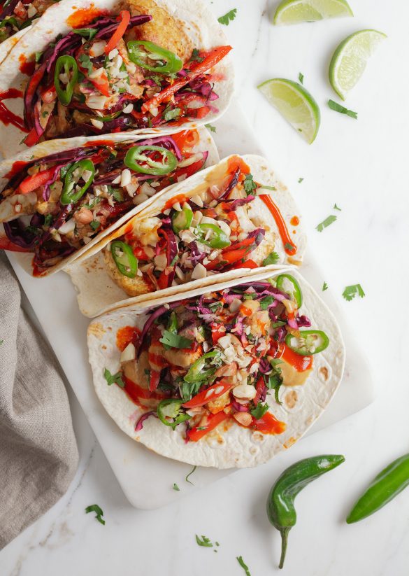 Vegan Cauliflower Peanut Butter Tacos