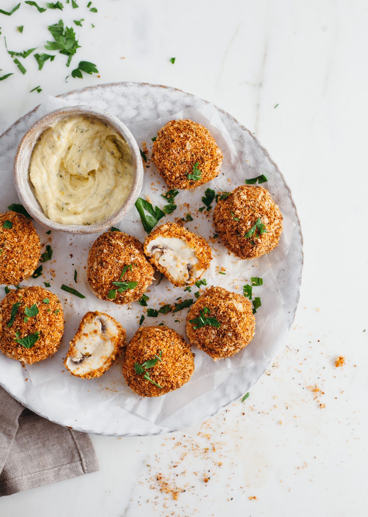 Baked + Breaded Garlic Mushrooms - SO VEGAN