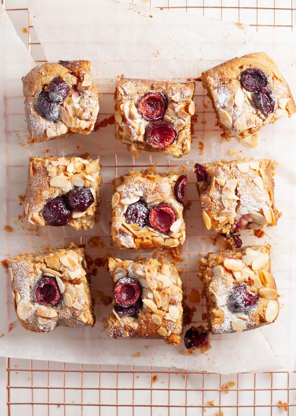 Vegan Cherry Bakewell Blondies