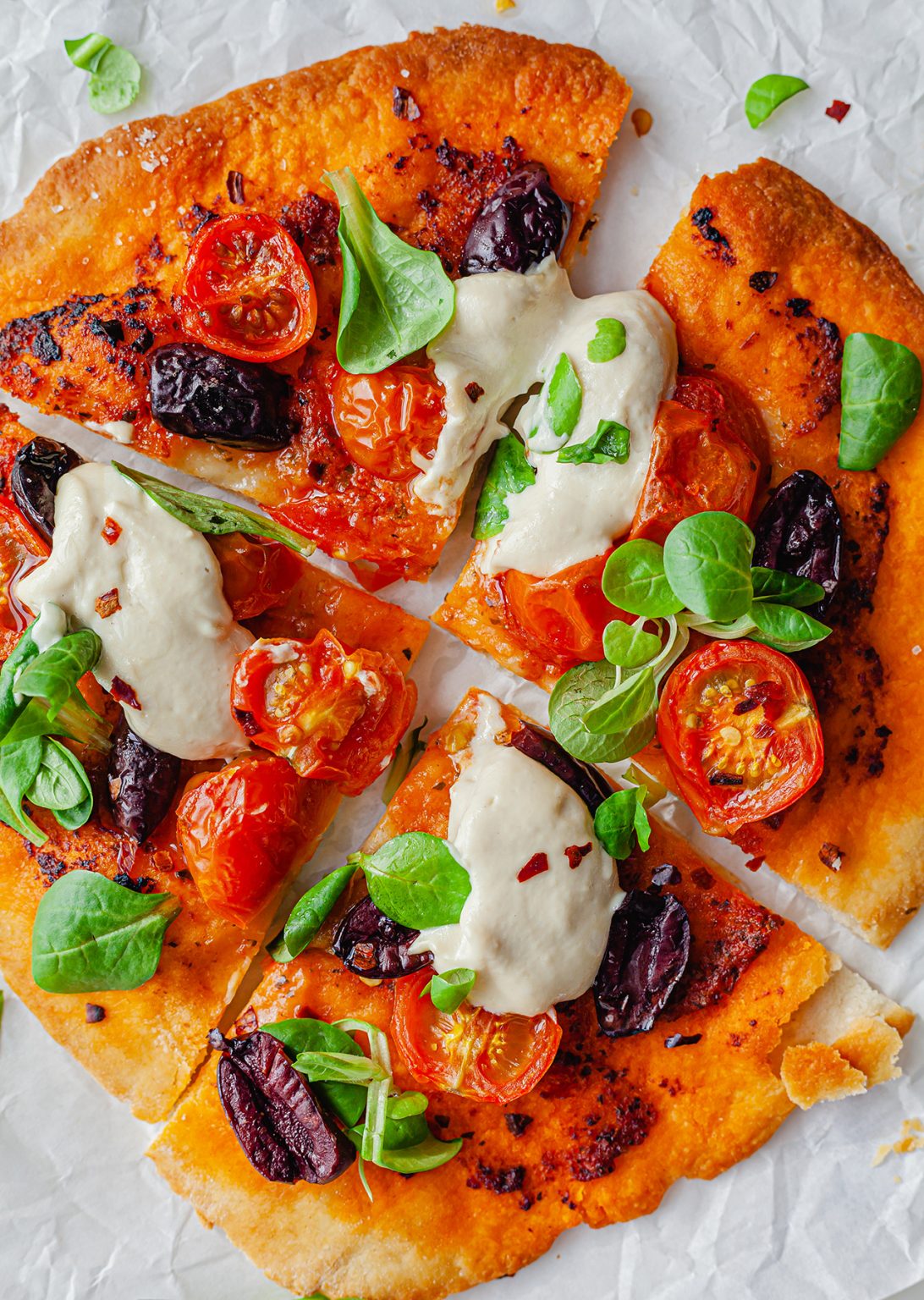 Speedy Flatbread Pesto Pizzas - SO VEGAN