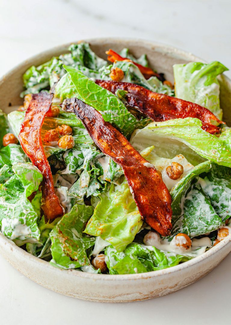 Carrot 'Bacon' Caesar Salad - SO VEGAN