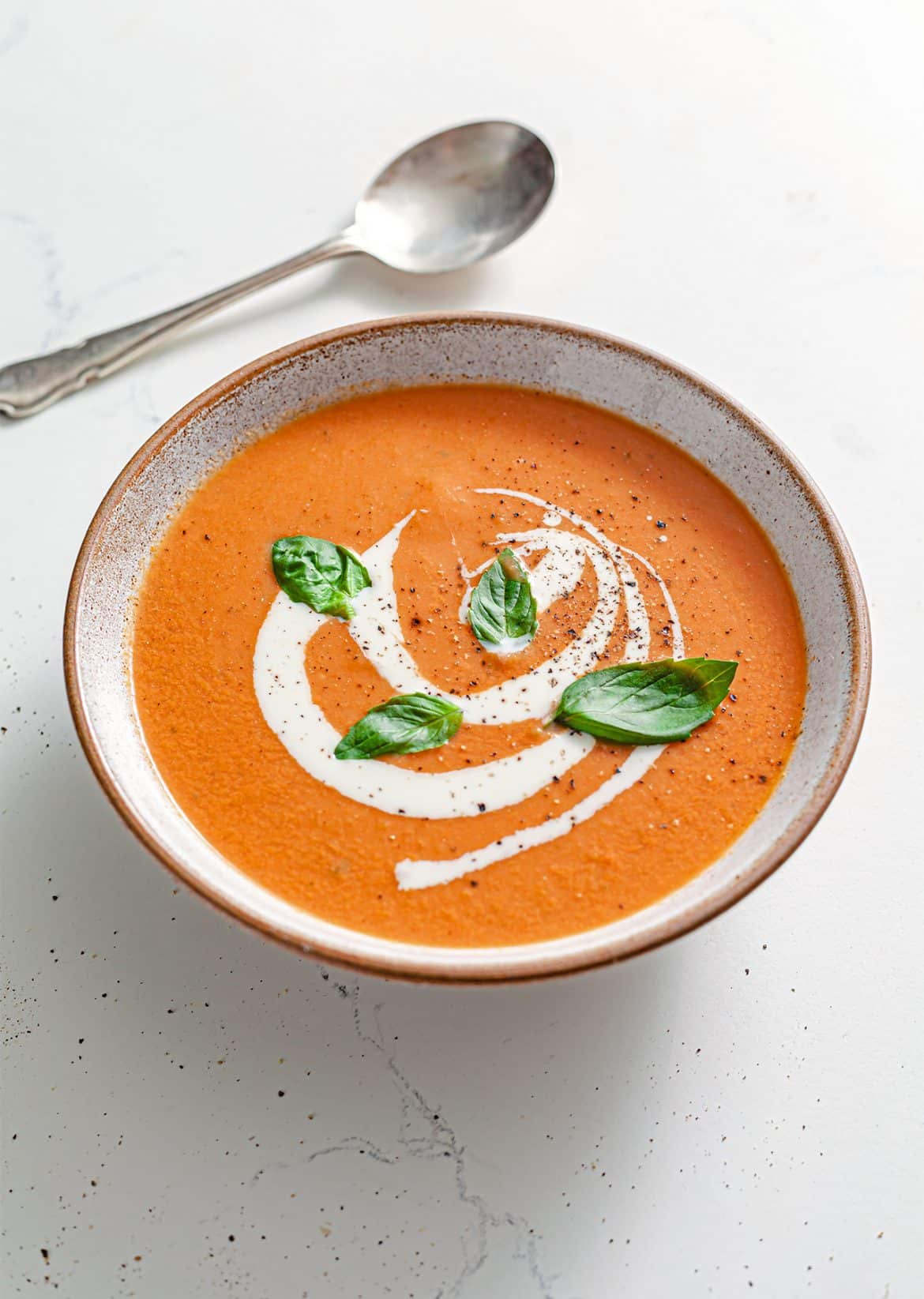 Creamy Tomato + Basil Soup - SO VEGAN