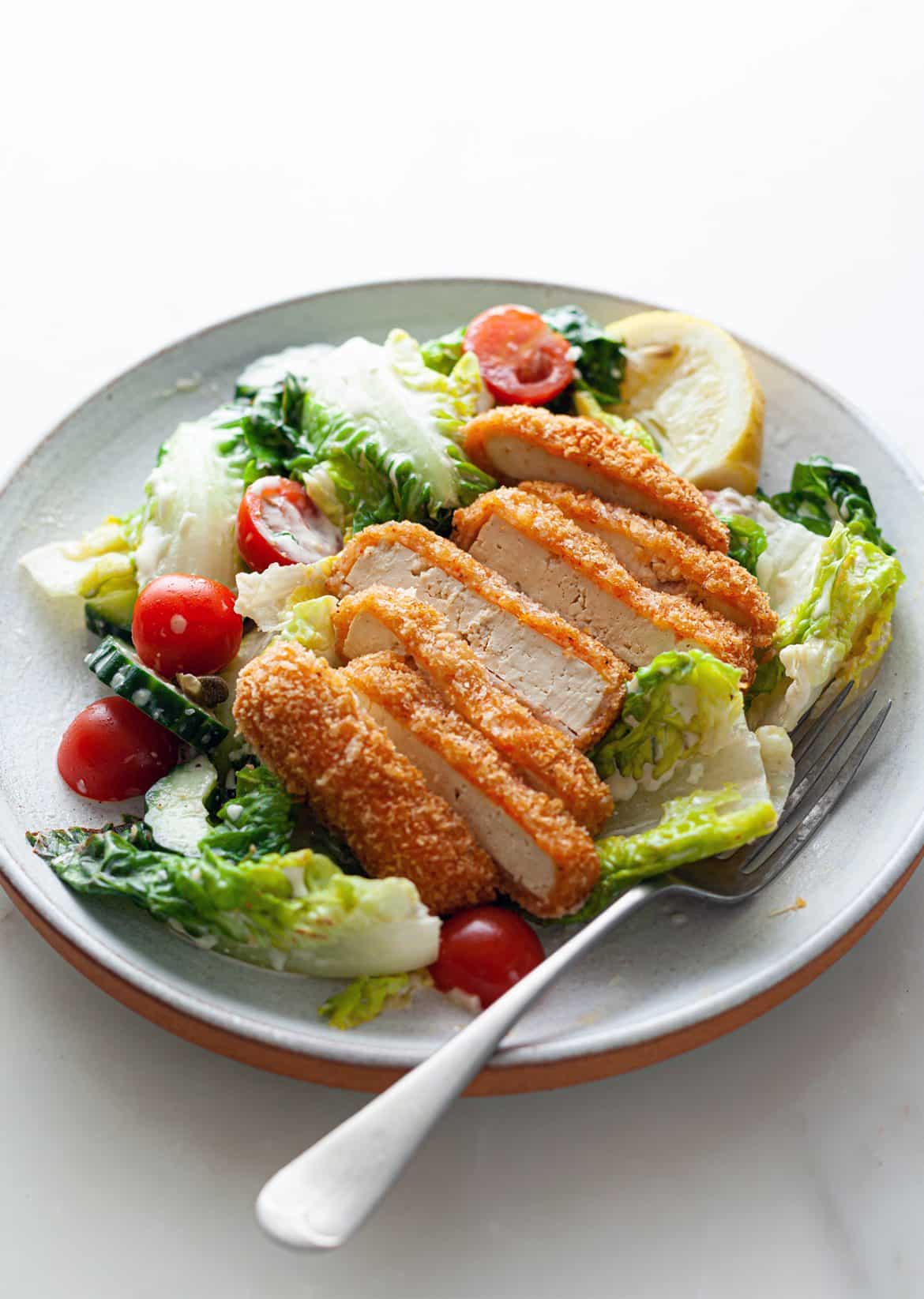 Panko Crusted Tofu Salad - SO VEGAN