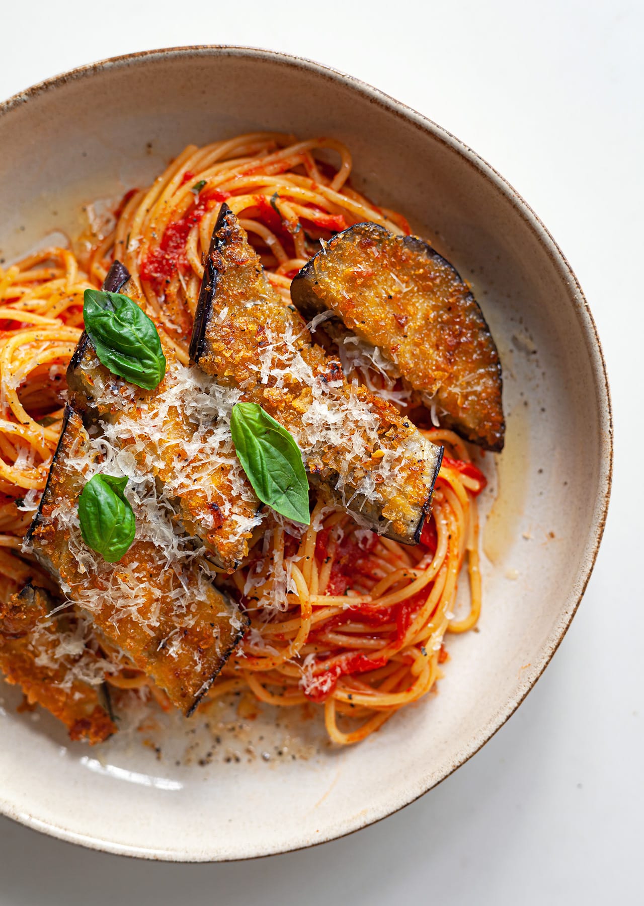 Aubergine Milanese With Spaghetti - SO VEGAN