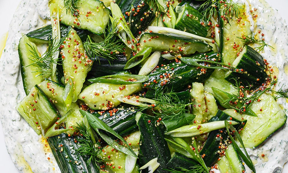 Smacked Cucumber + Tzatziki Salad - SO VEGAN