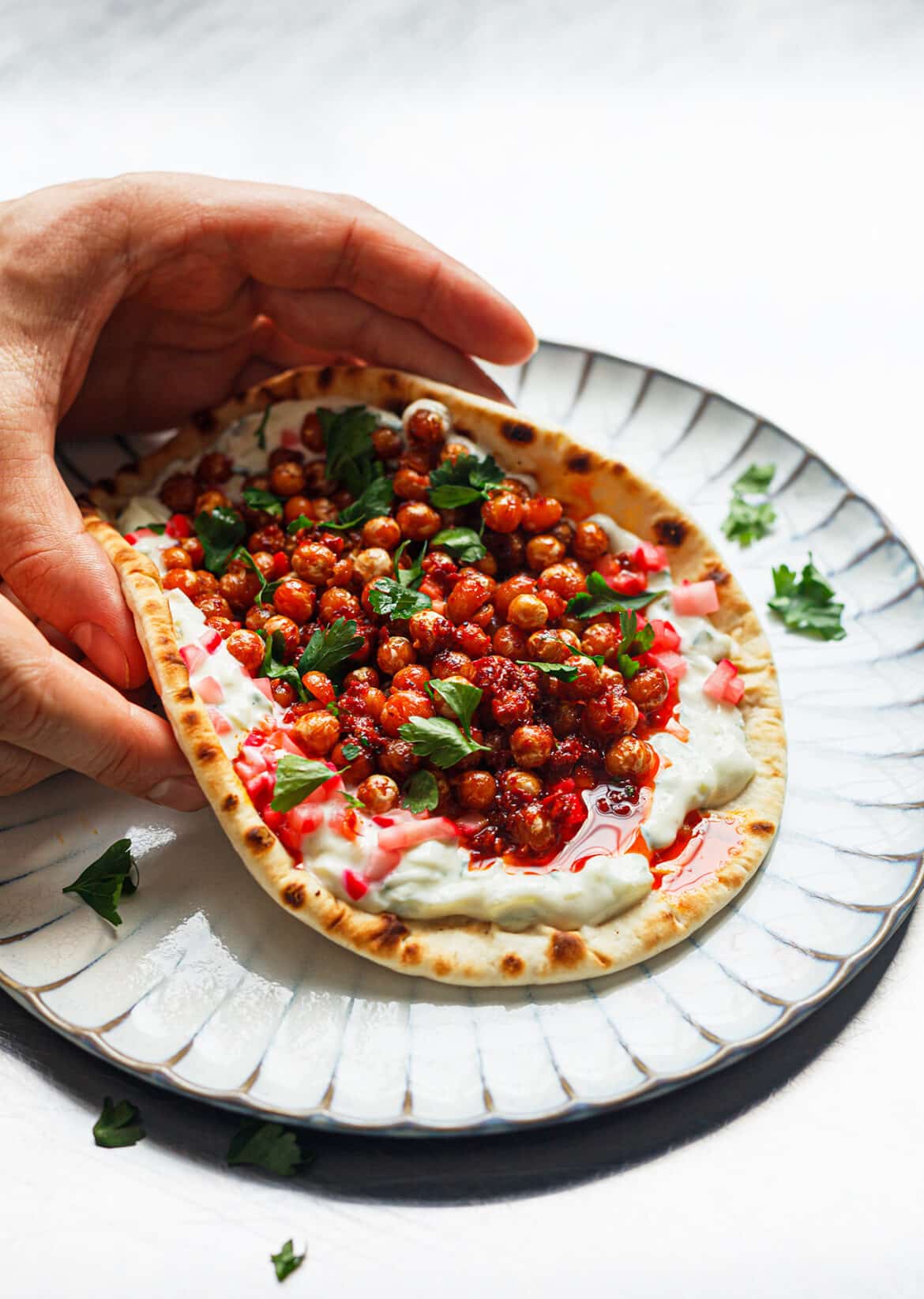 Vegan Harissa Chickpea Tzatziki Flatbreads Recipe