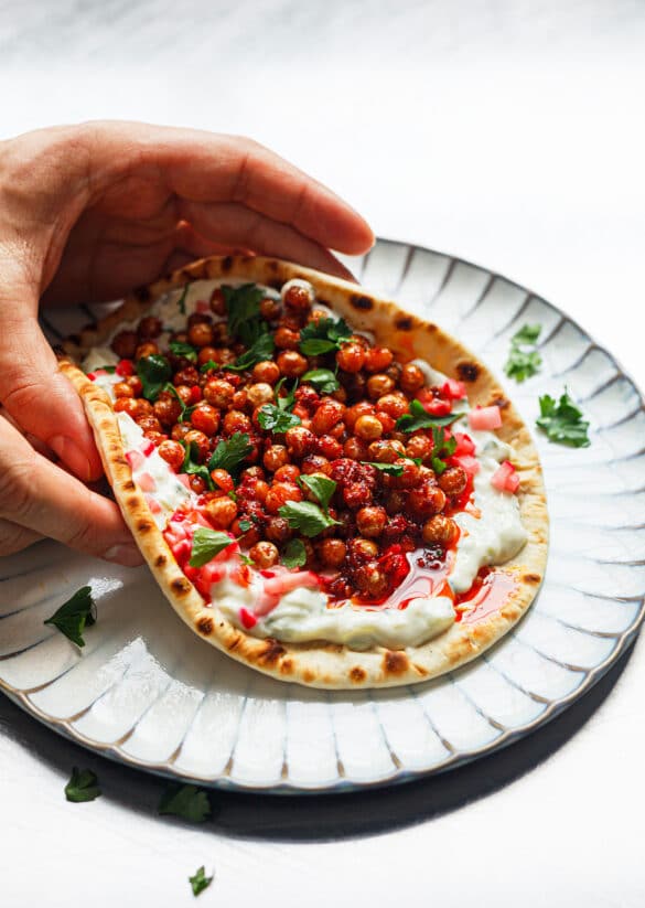 Vegan Harissa Chickpea Tzatziki Flatbreads Recipe