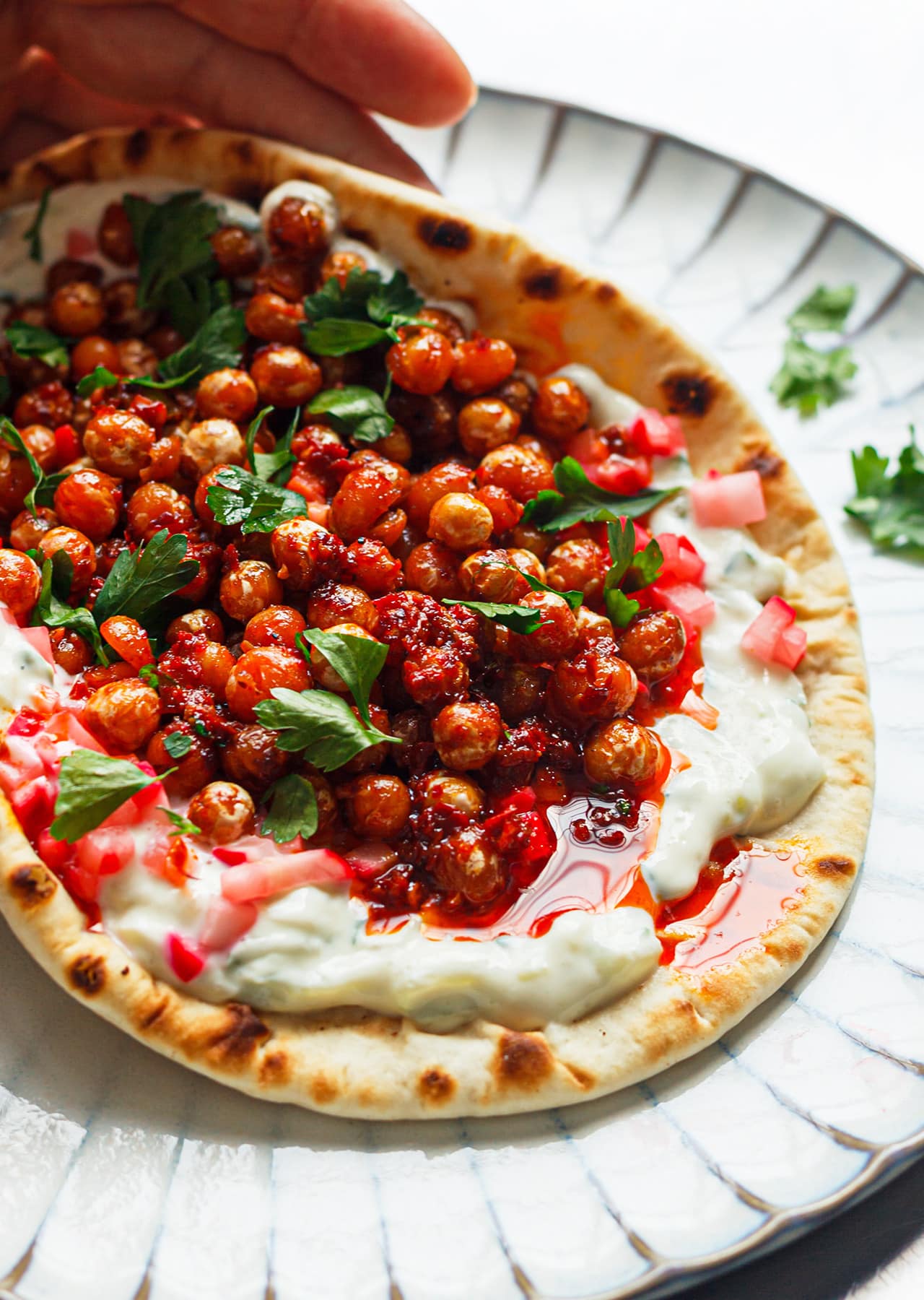 Vegan Harissa Chickpea Tzatziki Flatbreads Recipe