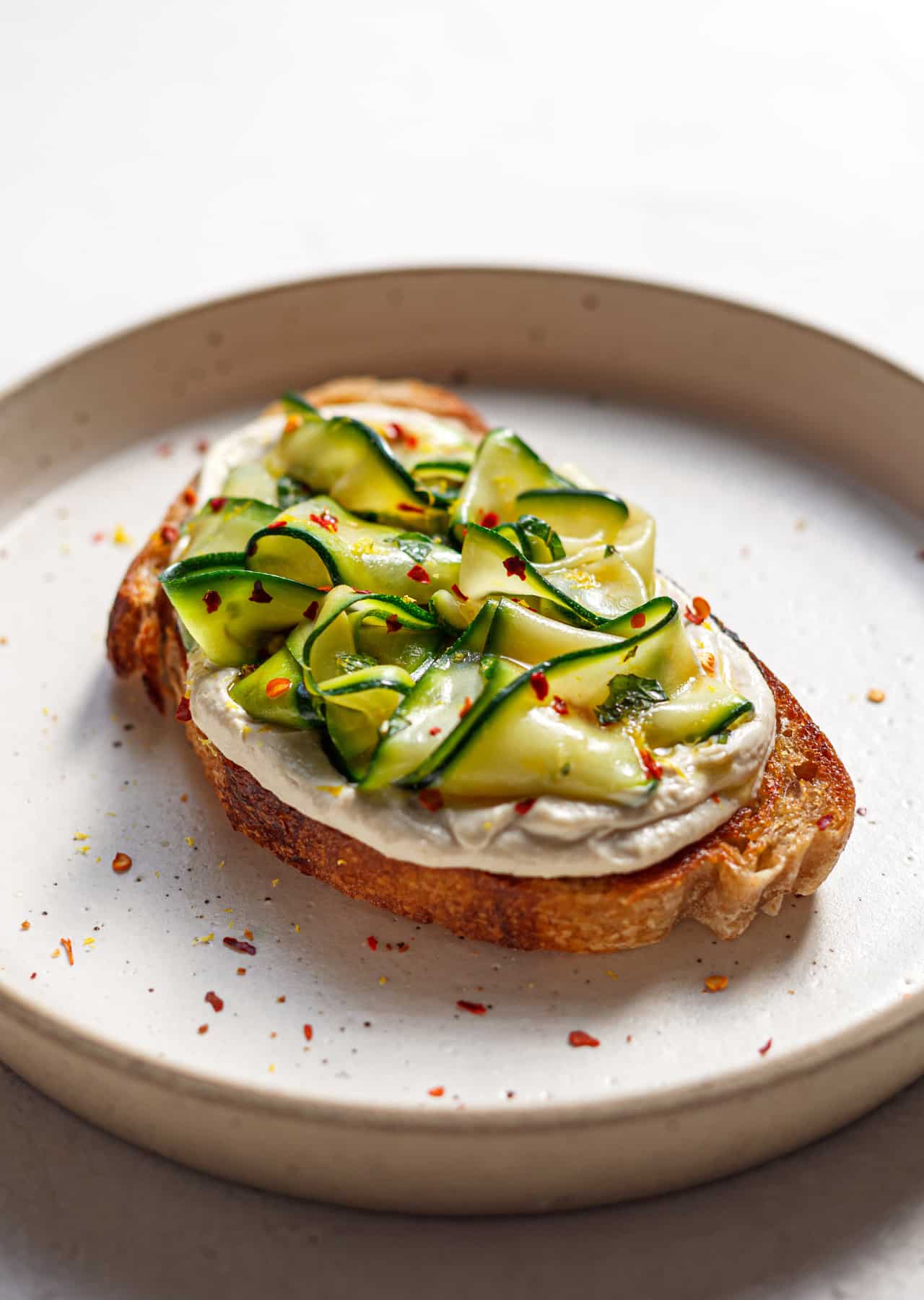 Vegan Courgette Ribbons Tahini Yoghurt On Toast Recipe