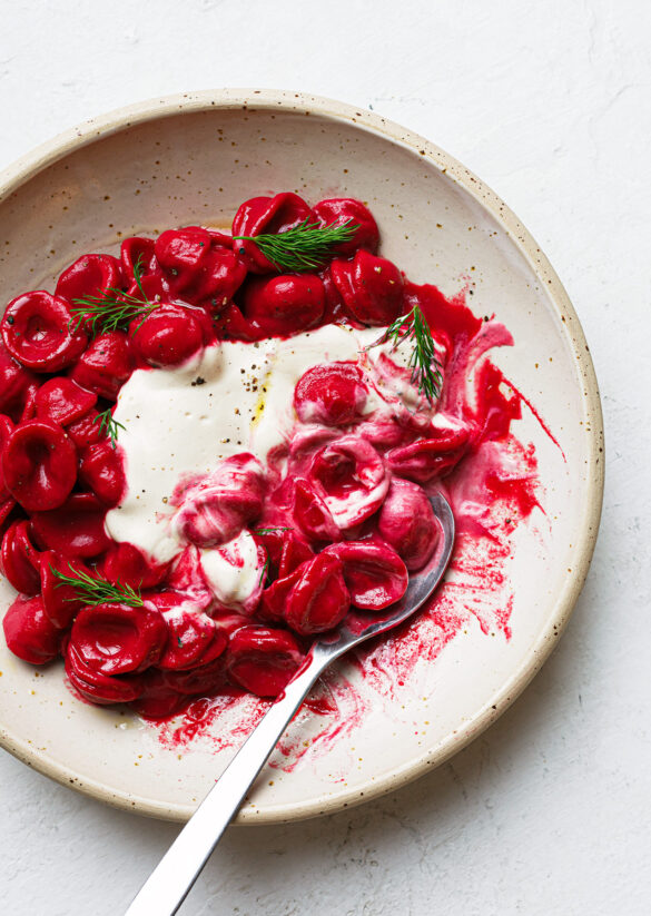 Plant Based Vegan Beetroot Pasta With Tofu Cream Cheese Recipe