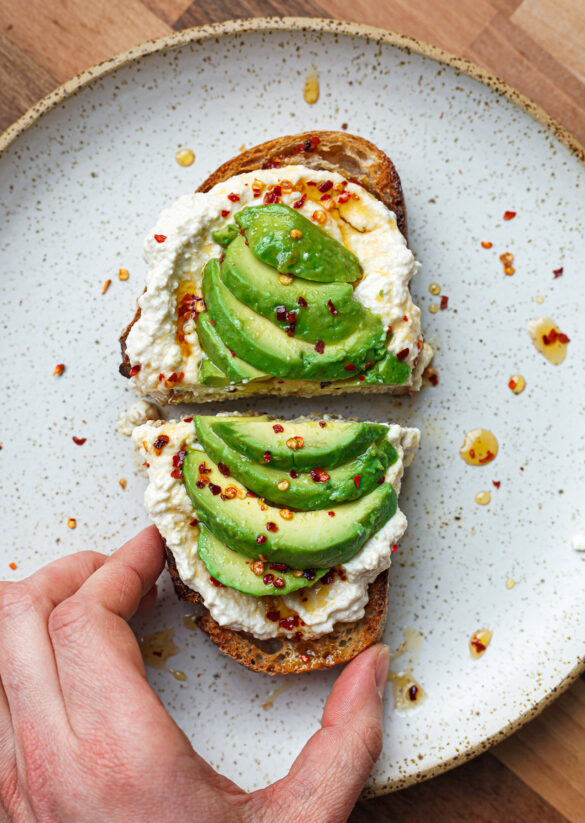 Plant Based Vegan Tofu Cottage Cheese Avocado Hot Chilli Maple Syrup On Toast Recipe